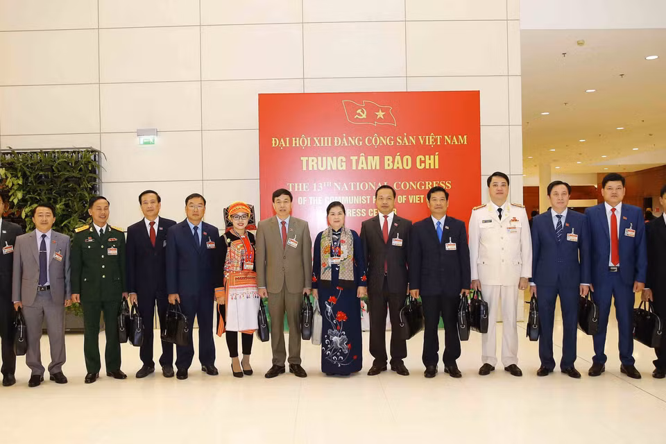 Đoàn đại biểu Đảng bộ tỉnh Lai Châu dự Đại hội. (Nguồn: TTXVN)