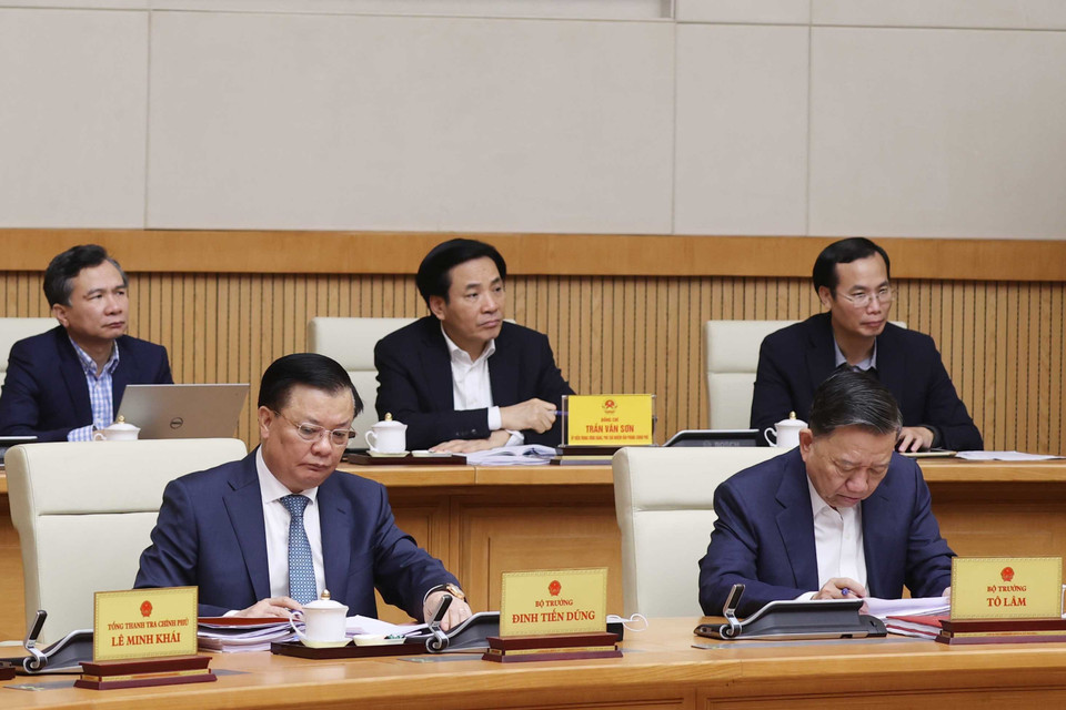 Các thành viên Chính phủ dự phiên họp. (Ảnh: Thống Nhất/TTXVN)