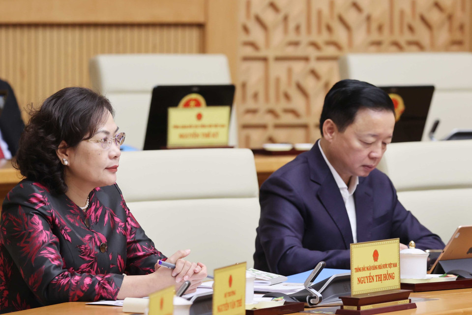 Các thành viên Chính phủ dự phiên họp. (Ảnh: Thống Nhất/TTXVN)