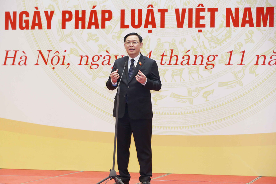 Chủ tịch Quốc hội Vương Đình Huệ phát biểu. (Ảnh: Doãn Tấn/TTXVN)