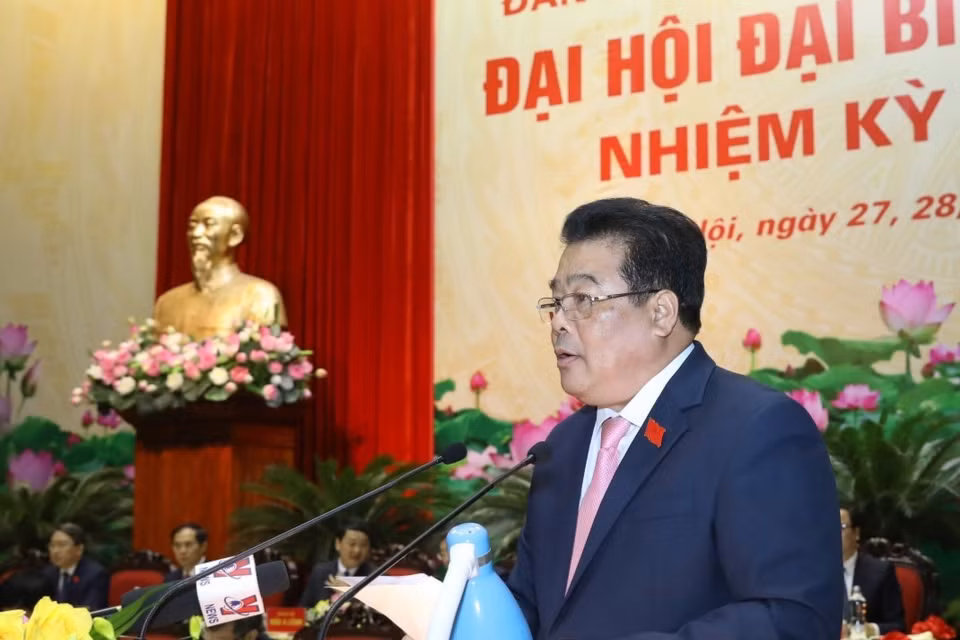 Ông Sơn Minh Thắng, Ủy viên Trung ương Đảng, Bí thư Đảng ủy Khối phát biểu khai mạc. (Ảnh: Văn Điệp/TTXVN)