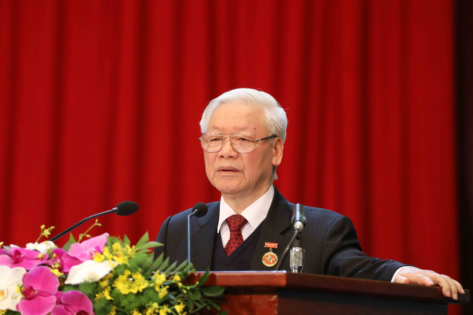 Tổng Bí thư, Chủ tịch nước Nguyễn Phú Trọng phát biểu tại Đại hội. (Ảnh: Phương Hoa/TTXVN)