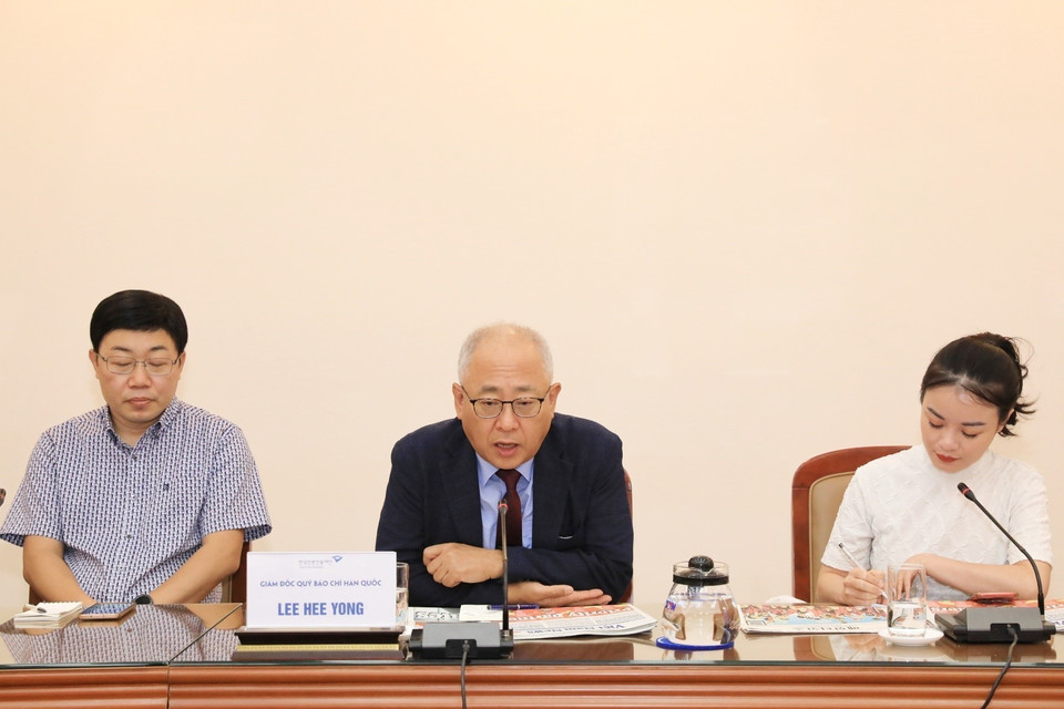 Giám đốc KPF Lee Hee-yong phát biểu tại buổi làm việc. (Ảnh: Tuấn Anh/TTXVN)