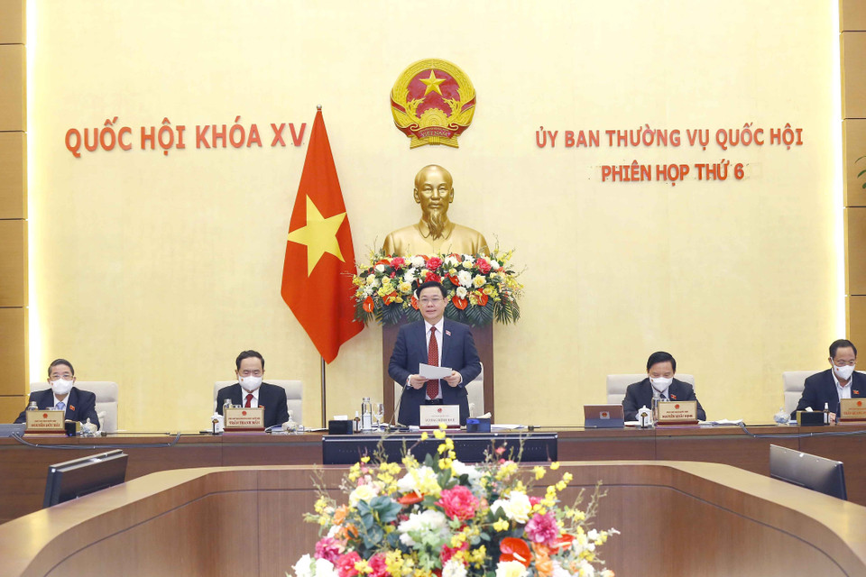 Chủ tịch Quốc hội Vương Đình Huệ phát biểu khai mạc. (Ảnh: Doãn Tấn/TTXVN)