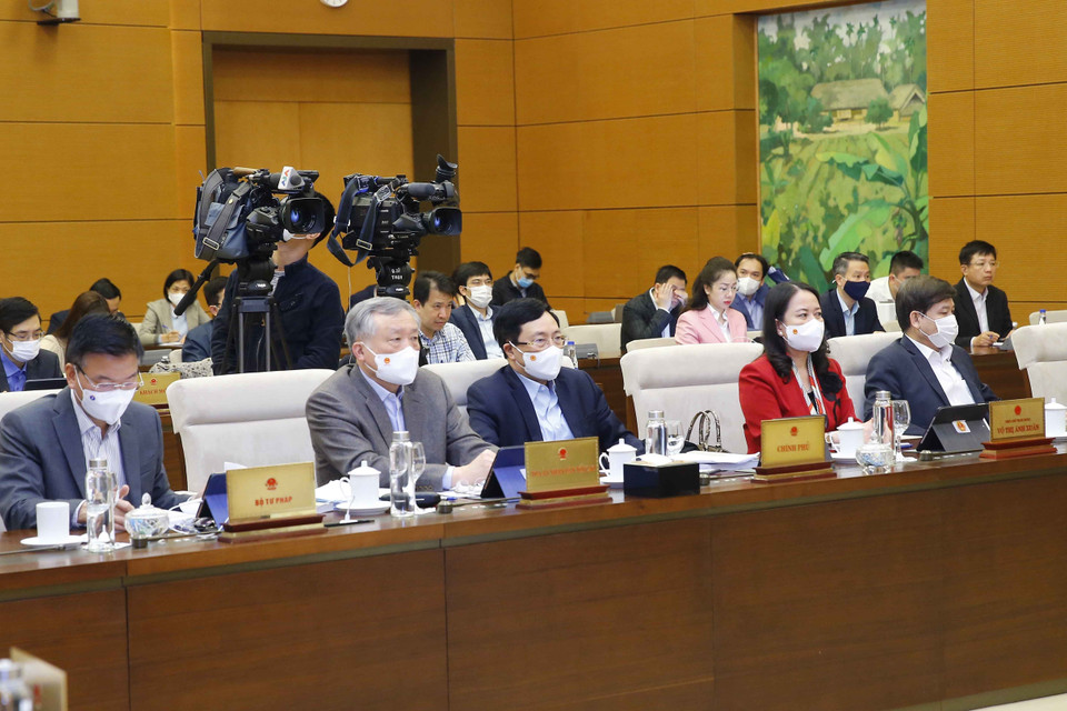 Cac đồng chí lãnh đạo Đảng, Nhà nước dự Phiên họp. (Ảnh: Doãn Tấn/TTXVN)