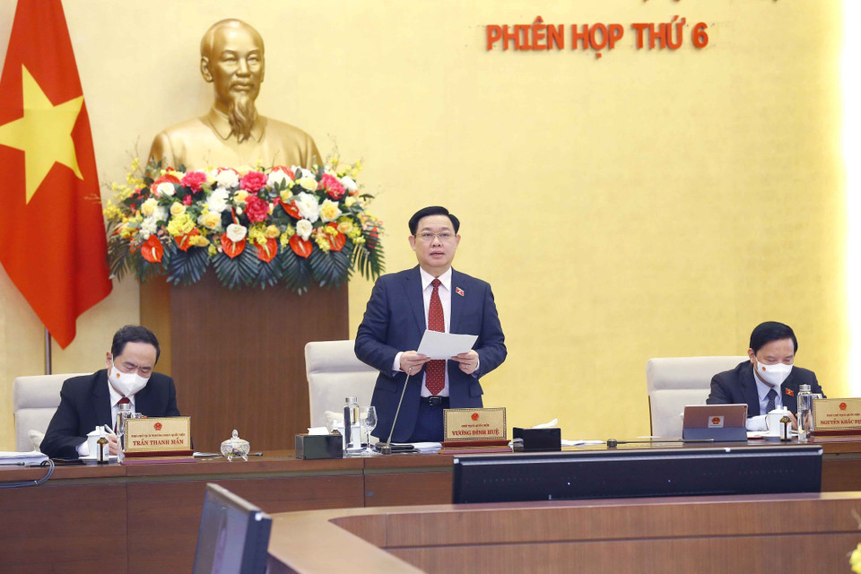 Chủ tịch Quốc hội Vương Đình Huệ phát biểu khai mạc. (Ảnh: Doãn Tấn/TTXVN)