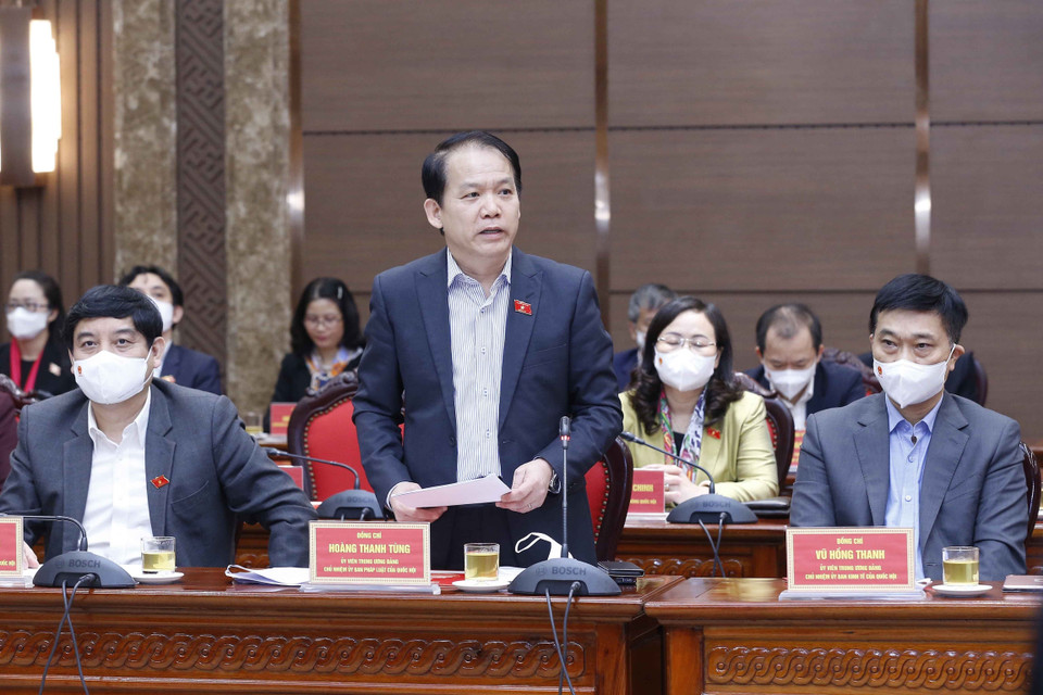 Chủ nhiệm Ủy ban Pháp luật của Quốc hội Hoàng Thanh Tùng phát biểu ý kiến. (Ảnh: Doãn Tấn/TTXVN)