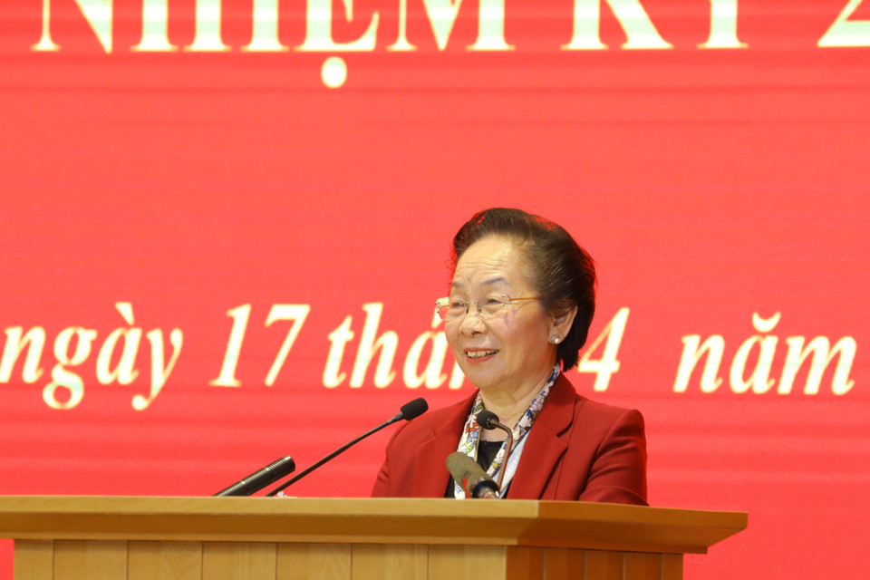 Nguyên Phó Chủ tịch nước Nguyễn Thị Doan phát biểu. (Ảnh: Văn Điệp - TTXVN)