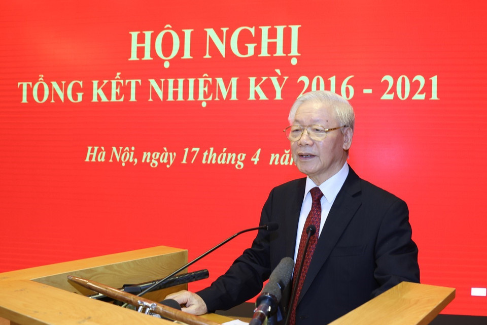 Tổng Bí thư Nguyễn Phú Trọng phát biểu tại Hội nghị. (Ảnh: Trí Dũng/TTXVN)