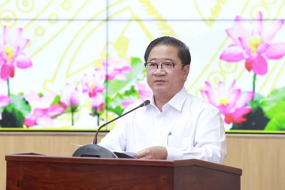 Chủ tịch Ủy ban Nhân dân thành phố Cần Thơ Trần Việt Trường phát biểu. (Ảnh: Doãn Tấn/TTXVN)