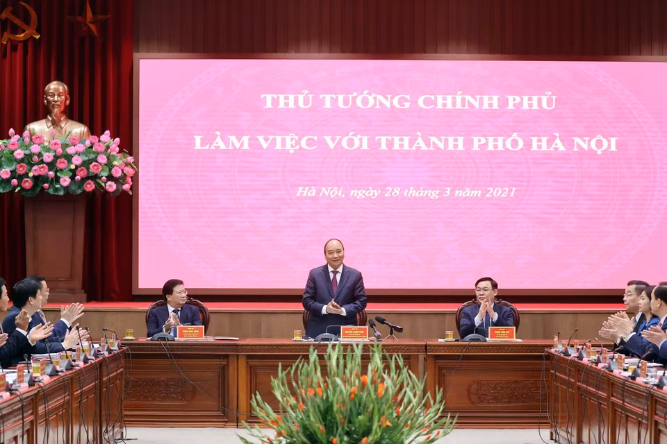 Thủ tướng Nguyễn Xuân Phúc phát biểu tại buổi làm việc. (Ảnh: Thống Nhất/TTXVN)