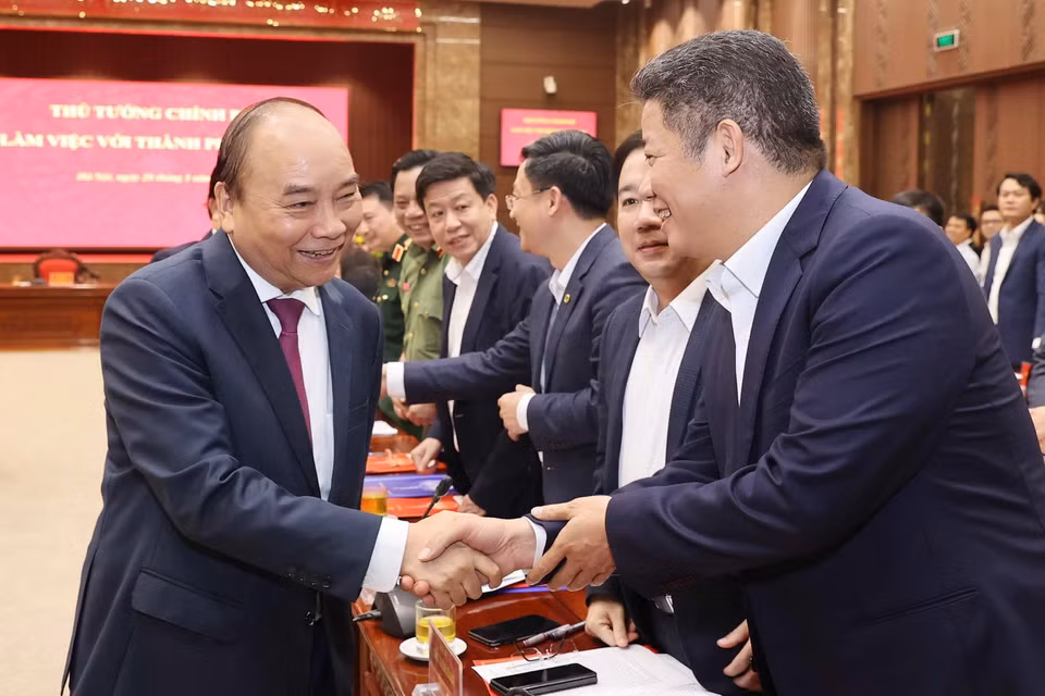 Thủ tướng Nguyễn Xuân Phúc và các đại biểu. (Ảnh: Thống Nhất/TTXVN)