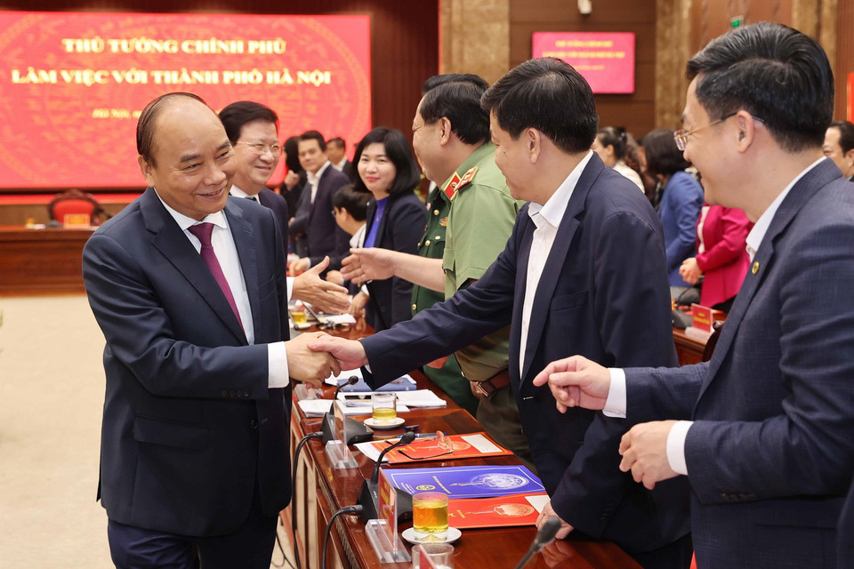 Thủ tướng Nguyễn Xuân Phúc và các đại biểu. (Ảnh: Thống Nhất/TTXVN)