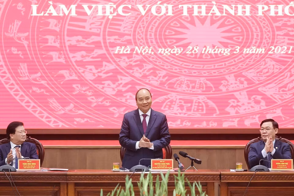 Thủ tướng Nguyễn Xuân Phúc phát biểu tại buổi làm việc. (Ảnh: Thống Nhất/TTXVN)