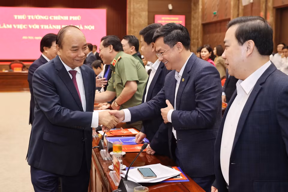Thủ tướng Nguyễn Xuân Phúc và các đại biểu. (Ảnh: Thống Nhất/TTXVN)