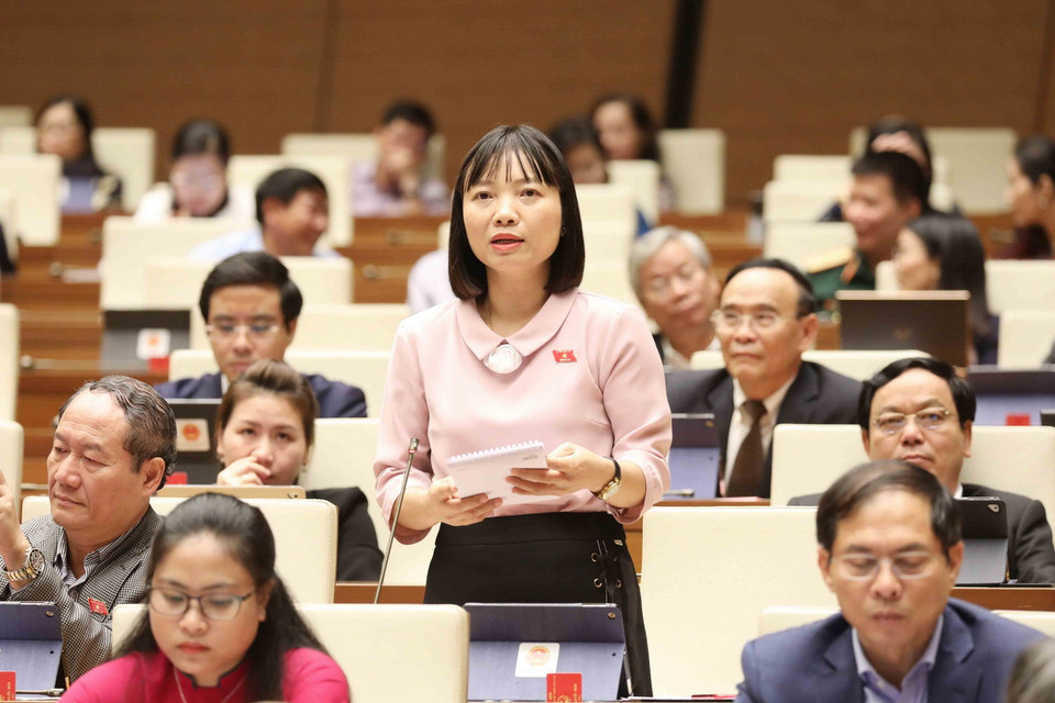 Đại biểu Quốc hội tỉnh Hải Dương Nguyễn Thị Việt Nga phát biểu. (Ảnh: Phương Hoa/TTXVN)