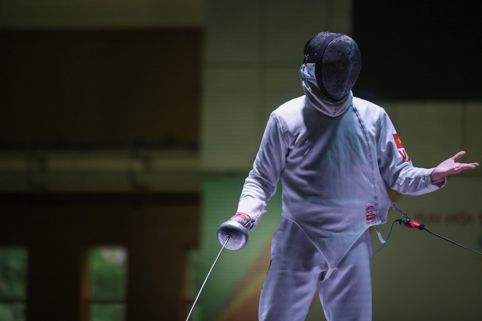 Nguyễn Tiến Nhật là một trong những kiếm thủ xuất sắc của tuyển đấu kiếm Việt Nam với kỳ vọng mang về huy chương Vàng cho nước nhà. (Ảnh: Minh Sơn/Vietnam+)