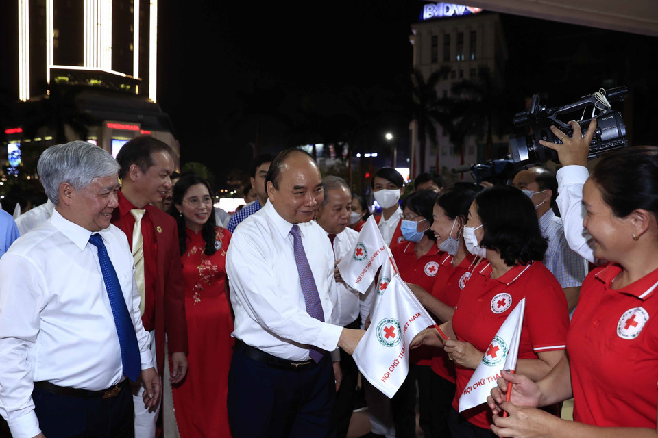 Chủ tịch nước tại Lễ phát động Tháng Nhân đạo năm 2022. (Ảnh: Thống Nhất/TTXVN)