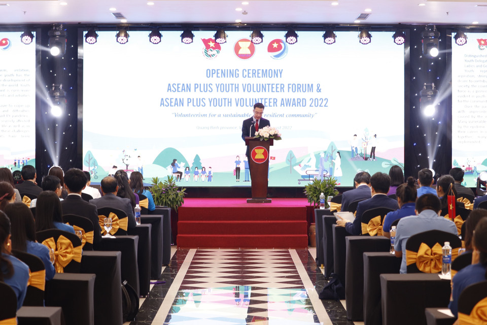 Lễ khai mạc diễn đàn Thanh niên Tình nguyện ASEAN mở rộng. (Ảnh: Đức Tuấn/TTXVN)