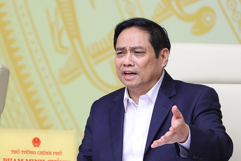 Thủ tướng chủ trì hội nghị, sáng 24/3/2022 tại Hà Nội. (Ảnh: Dương Giang/TTXVN)