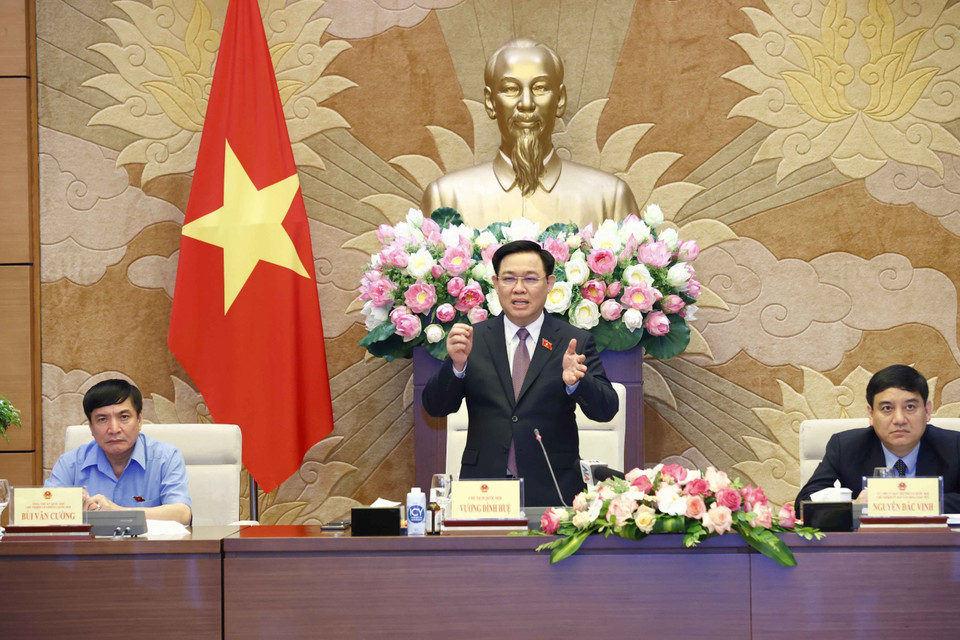 Chủ tịch Quốc hội Vương Đình Huệ phát biểu. (Ảnh: Doãn Tấn/TTXVN)