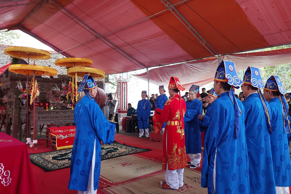 Nghi lễ tế tại Đền Hiền Quan. (Ảnh: Minh Thu/Vietnam+)