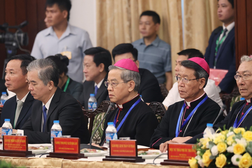 Các chức sắc và đại diện các tổ chức tôn giáo tham dự hội nghị. (Ảnh: Dương Giang/TTXVN)