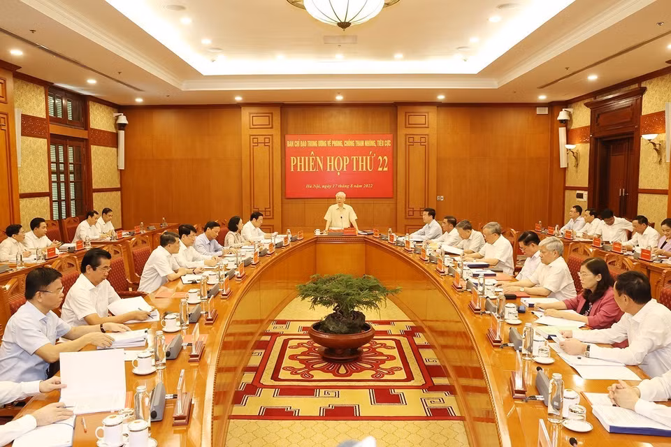 Tổng Bí thư Nguyễn Phú Trọng phát biểu chỉ đạo phiên họp. (Ảnh: Trí Dũng/TTXVN)
