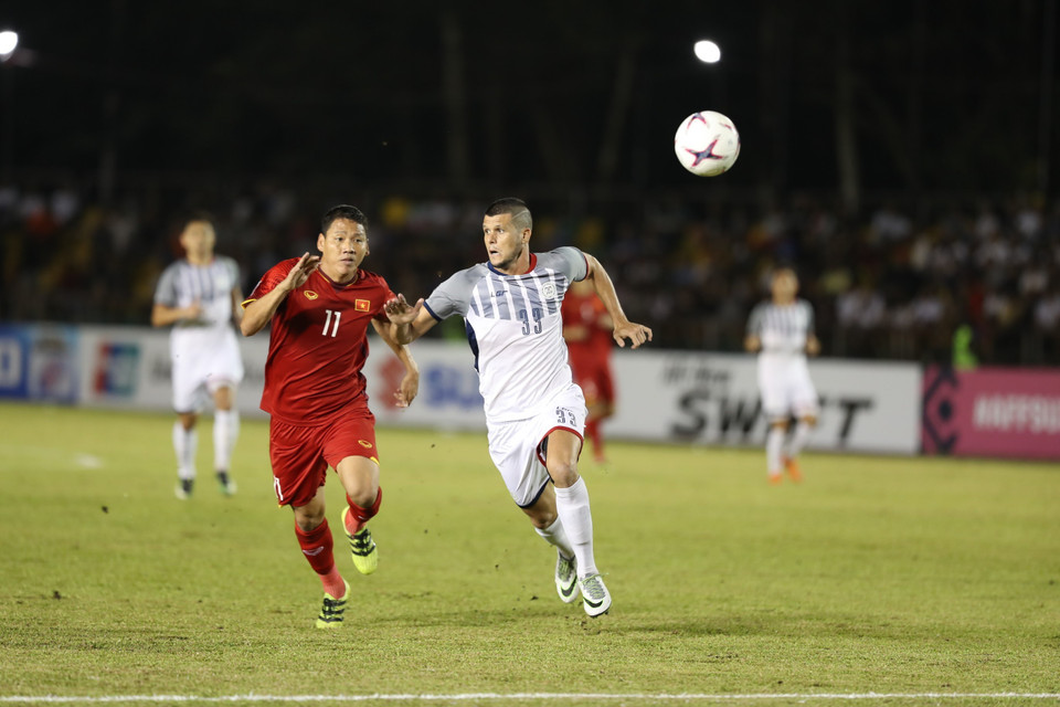  Anh Đức mở tỷ số cho Đội tuyển Việt Nam. (Ảnh: Hoàng Linh/TTXVN)