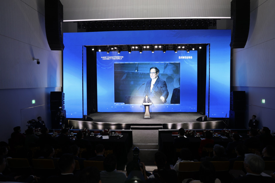 Thủ tướng Phạm Minh Chính phát biểu tại lễ khánh thành. (Ảnh: Dương Giang/TTXVN)