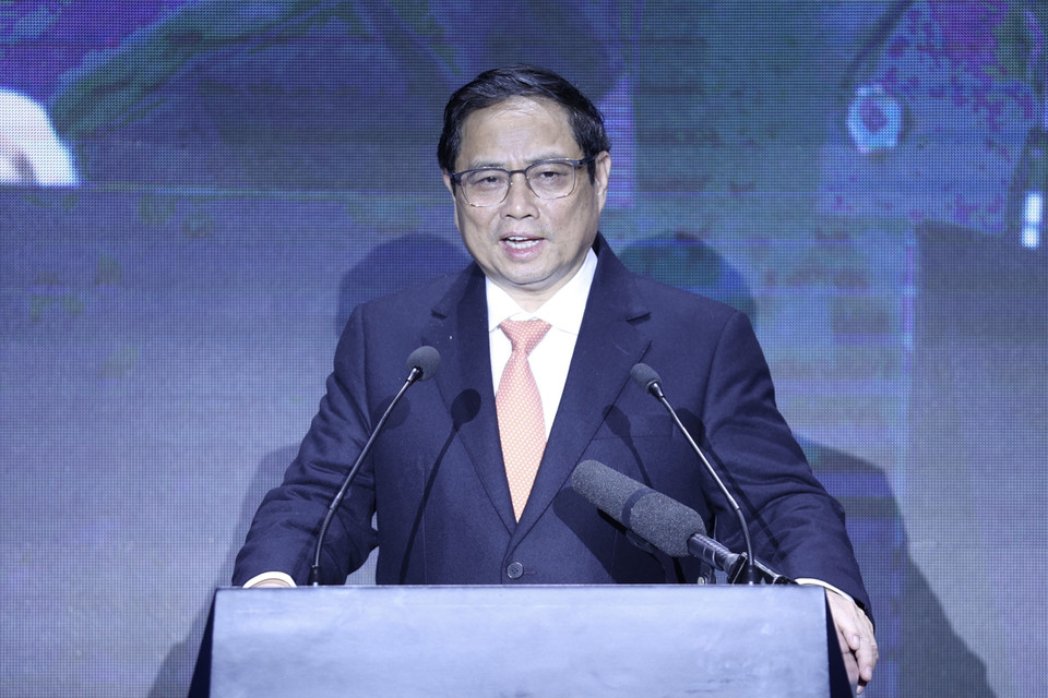 Thủ tướng Phạm Minh Chính phát biểu tại lễ khánh thành. (Ảnh: Dương Giang/TTXVN)