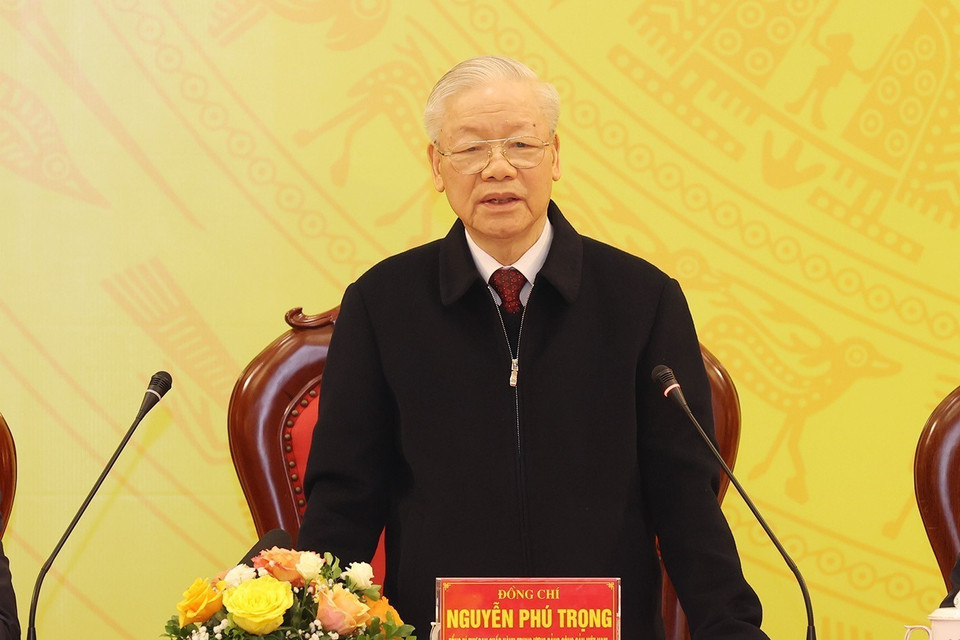 Tổng Bí thư Nguyễn Phú Trọng phát biểu chỉ đạo hội nghị. Ảnh: Trí Dũng/TTXVN)