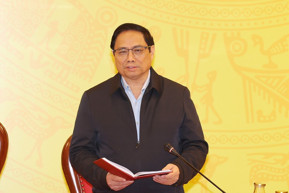 Thủ tướng Chính phủ Phạm Minh Chính phát biểu tại hội nghị. (Ảnh: Trí Dũng/TTXVN)