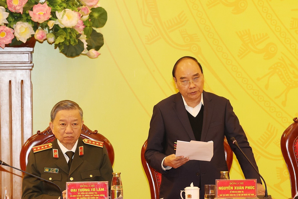 Chủ tịch nước Nguyễn Xuân Phúc phát biểu tại hội nghị. Ảnh: Trí Dũng/TTXVN)