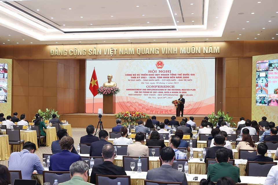Hội nghị công bố và triển khai Quy hoạch tổng thể quốc gia thời kỳ 2021-2030, tầm nhìn đến năm 2050. (Ảnh: Dương Giang/TTXVN)