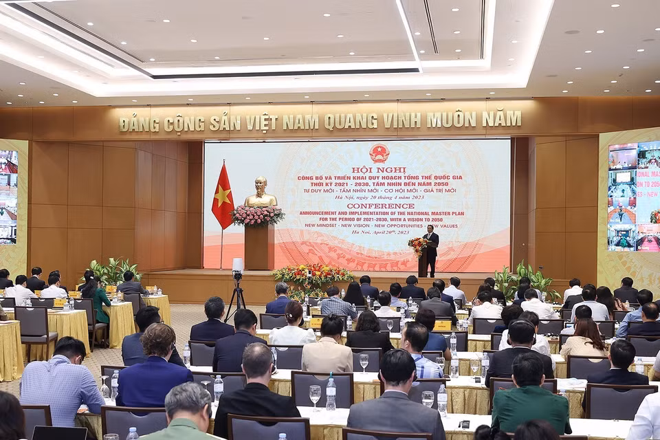 Hội nghị công bố và triển khai Quy hoạch tổng thể quốc gia thời kỳ 2021-2030, tầm nhìn đến năm 2050. (Ảnh: Dương Giang/TTXVN)