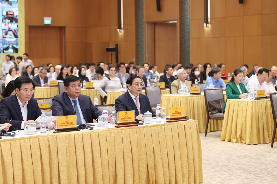 Thủ tướng Phạm Minh Chính dự Hội nghị công bố và triển khai Quy hoạch tổng thể quốc gia thời kỳ 2021-2030, tầm nhìn đến năm 2050. (Ảnh: Dương Giang/TTXVN)