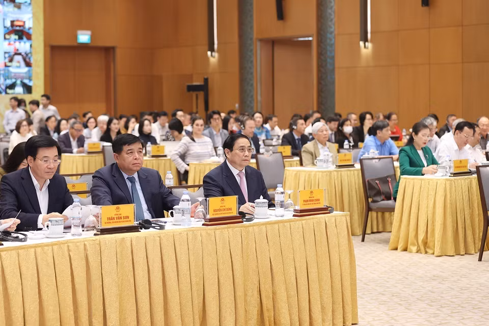 Thủ tướng Phạm Minh Chính dự Hội nghị công bố và triển khai Quy hoạch tổng thể quốc gia thời kỳ 2021-2030, tầm nhìn đến năm 2050. (Ảnh: Dương Giang/TTXVN)