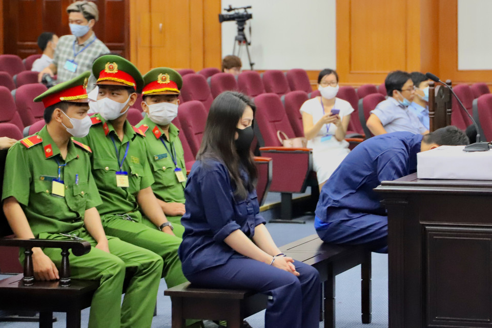 Bị cáo Nguyễn Võ Quỳnh Trang tại Tòa. (Ảnh: Hồng Giang/TTXVN)