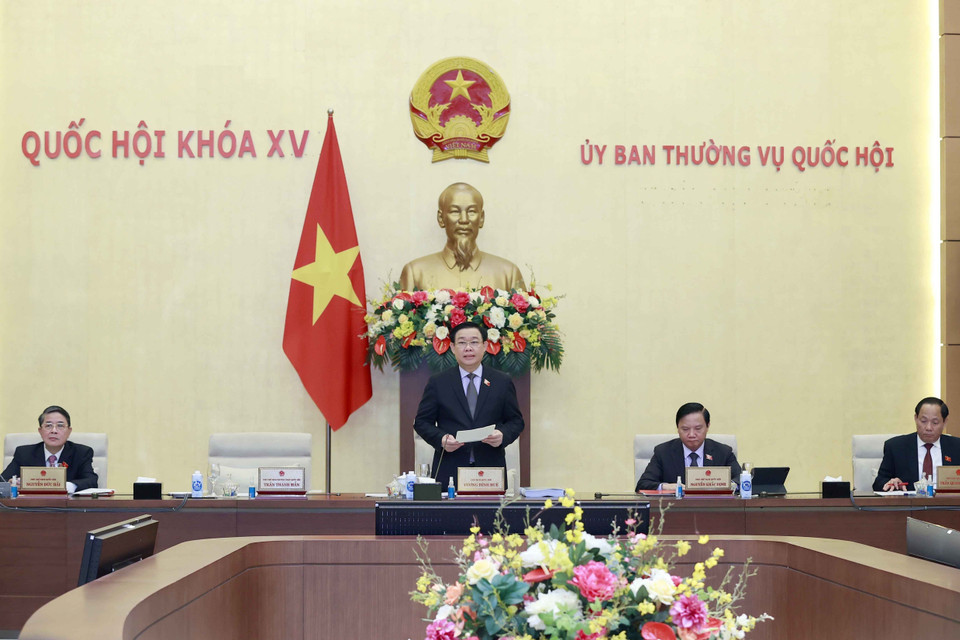 Chủ tịch Quốc hội Vương Đình Huệ phát biểu khai mạc. (Ảnh: Doãn Tấn/TTXVN)