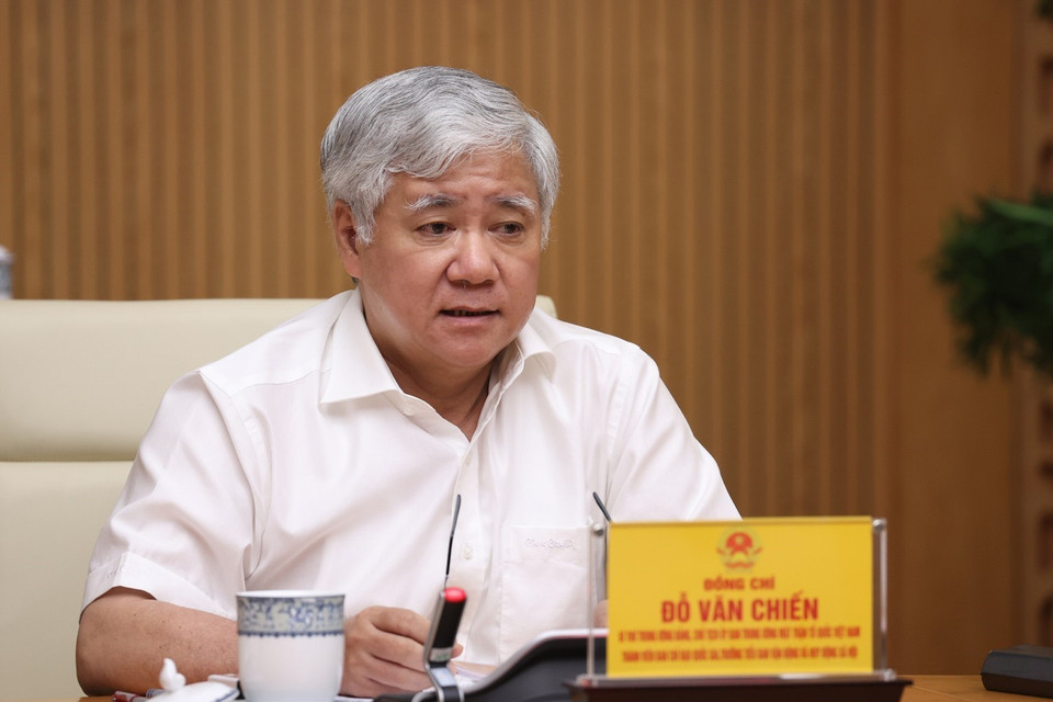 Chủ tịch Ủy ban Trung ương MTTQ Việt Nam Đỗ Văn Chiến phát biểu. (Ảnh: Dương Giang/TTXVN)