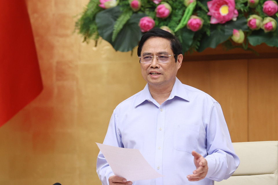 Chiều 5/9, Thủ tướng Chính phủ Phạm Minh Chính, Trưởng Ban Chỉ đạo Quốc gia phòng, chống dịch COVID-19 đã chủ trì họp trực tuyến toàn quốc Ban Chỉ đạo Quốc gia với các địa phương về công tác phòng, chống dịch COVID-19. (Ảnh: Dương Giang/TTXVN)