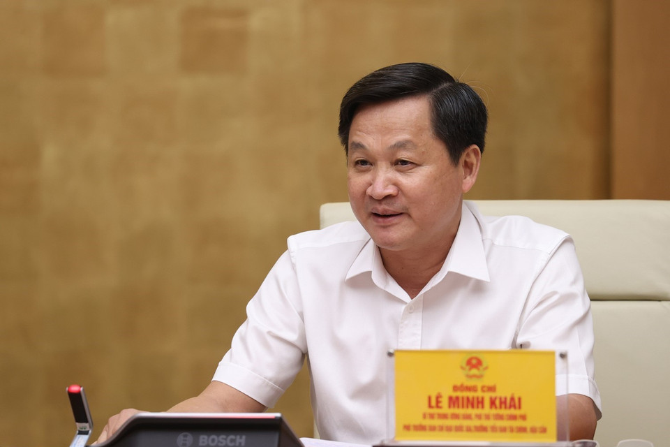 Phó Thủ tướng Lê Minh Khái phát biểu. (Ảnh: Dương Giang/TTXVN)