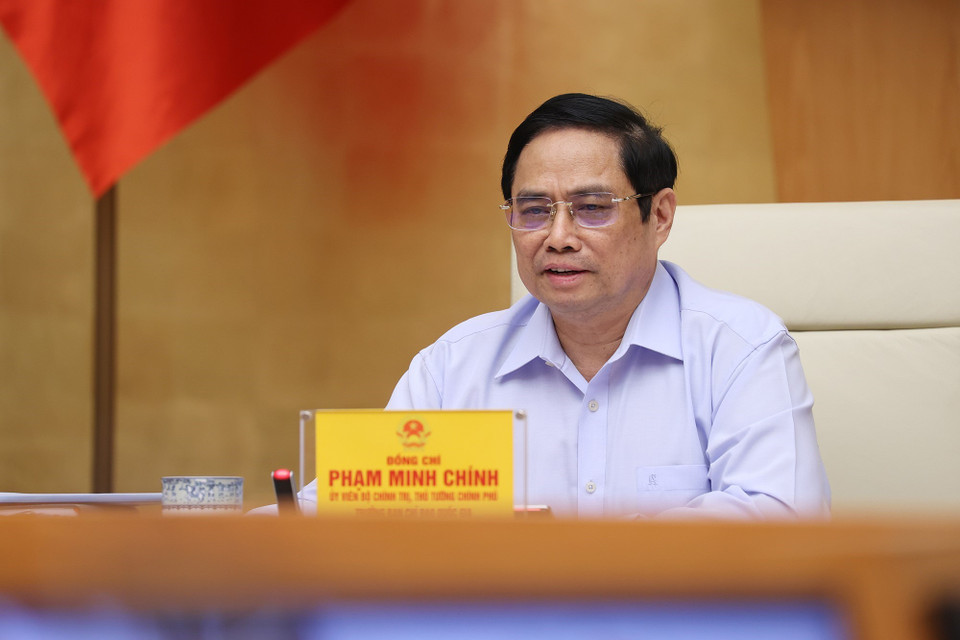 Thủ tướng Phạm Minh Chính, Trưởng Ban Chỉ đạo chủ trì làm việc với các địa phương và 9.043 xã, phường, thị trấn trên cả nước. (Ảnh: Dương Giang/TTXVN)