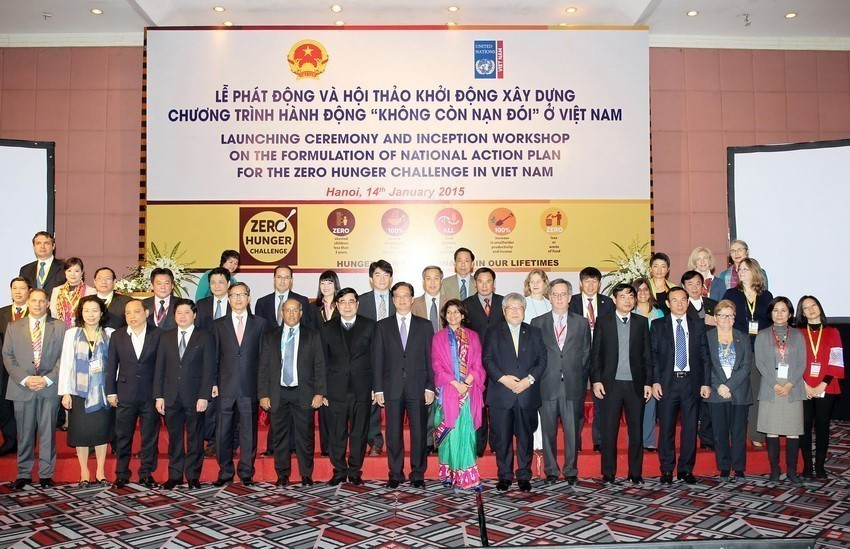Sáng 14/1/2015, tại Hà Nội, Thủ tướng Nguyễn Tấn Dũng dự và phát biểu khai mạc Lễ phát động và Hội thảo khởi động xây dựng chương trình hành động 'Không còn nạn đói' ở Việt Nam, do Chính phủ và Cơ quan Liên hợp quốc tại Việt Nam phối hợp tổ chức. (Ảnh: Đức Tám/TTXVN)