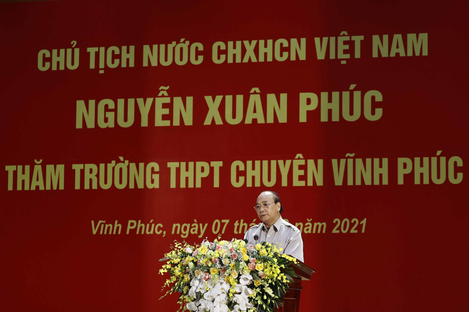 Chủ tịch nước Nguyễn Xuân Phúc phát biểu. (Ảnh: Thống Nhất/TTXVN)