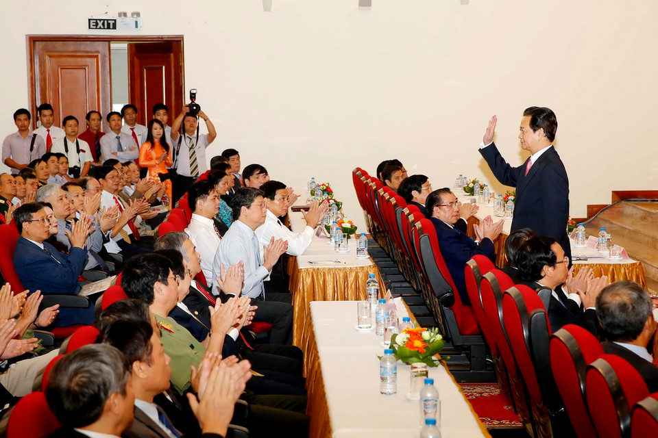 Thủ tướng Nguyễn Tấn Dũng và nhiều đồng chí lãnh đạo, nguyên lãnh đạo Đảng, Nhà nước đến dự. (Ảnh: Đức Tám/TTXVN)