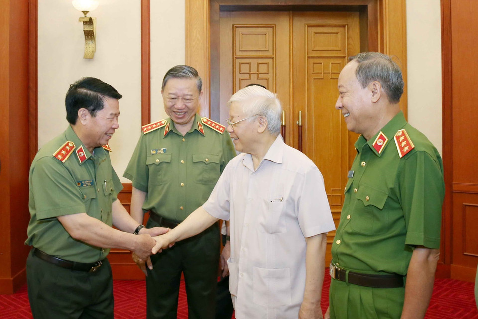  Tổng Bí thư, Chủ tịch nước Nguyễn Phú Trọng tại buổi làm việc với Ban Thường vụ Đảng ủy Công an Trung ương. (Ảnh: Phương Hoa/TTXVN)
