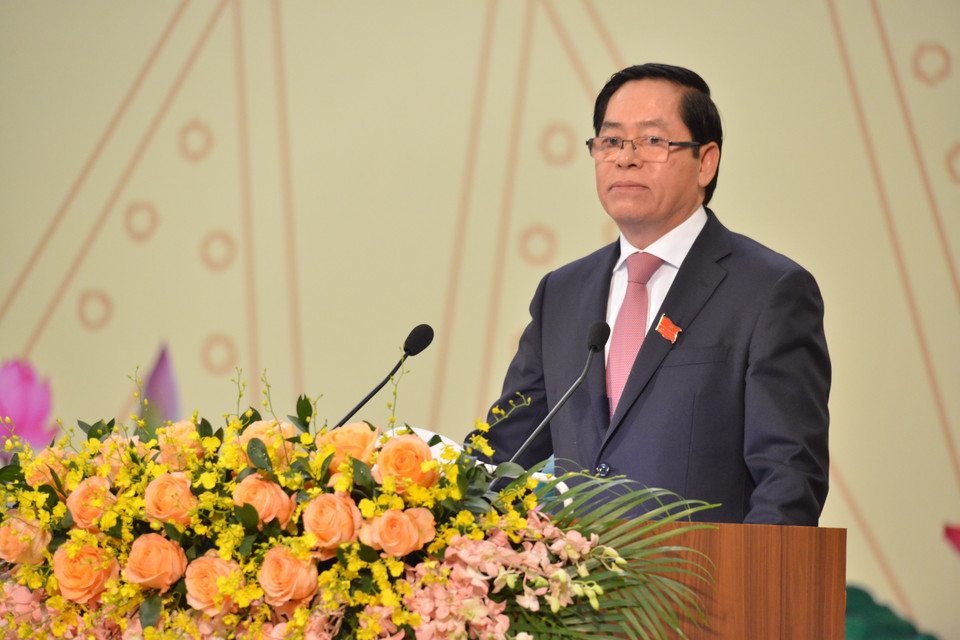 Bí thư Tỉnh ủy Bà Rịa-Vũng Tàu Phạm Viết Thanh phát biểu khai mạc Đại hội. (Ảnh: Hoàng Nhị/TTXVN)