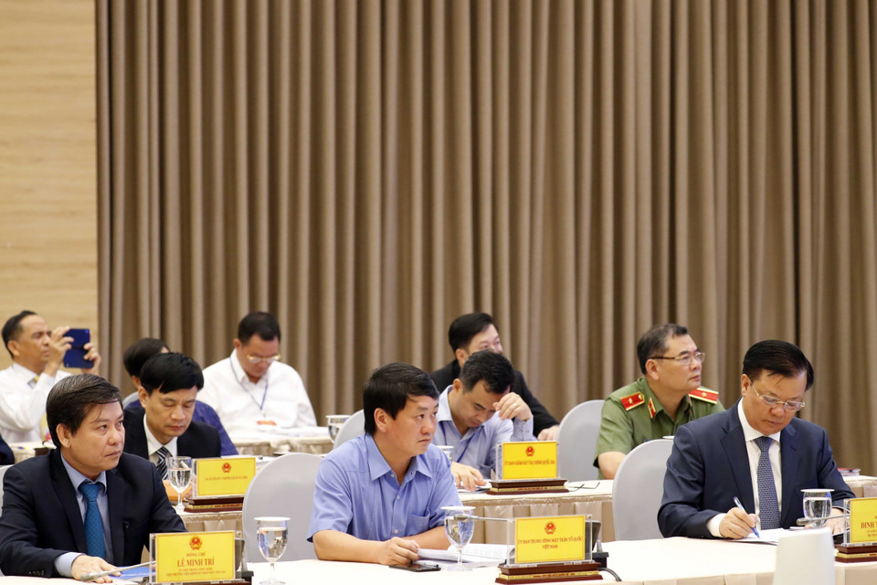 Các đại biểu tham dự hội nghị tại điểm cầu Hà Nội. (Ảnh: Thống Nhất/TTXVN)